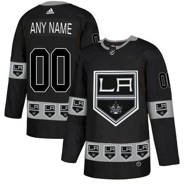 Men Los Angeles Kings 00 Any name Black Custom Adidas Fashion NHL Jersey